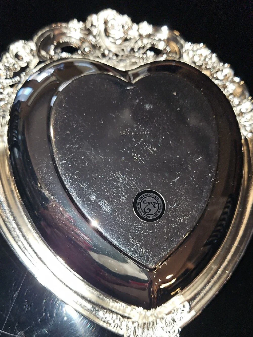 Ornate Heart-Shaped Silver Serving Dish